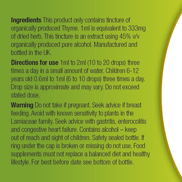 Organic Herbal Remedies 100 Ml Thyme Tincture
