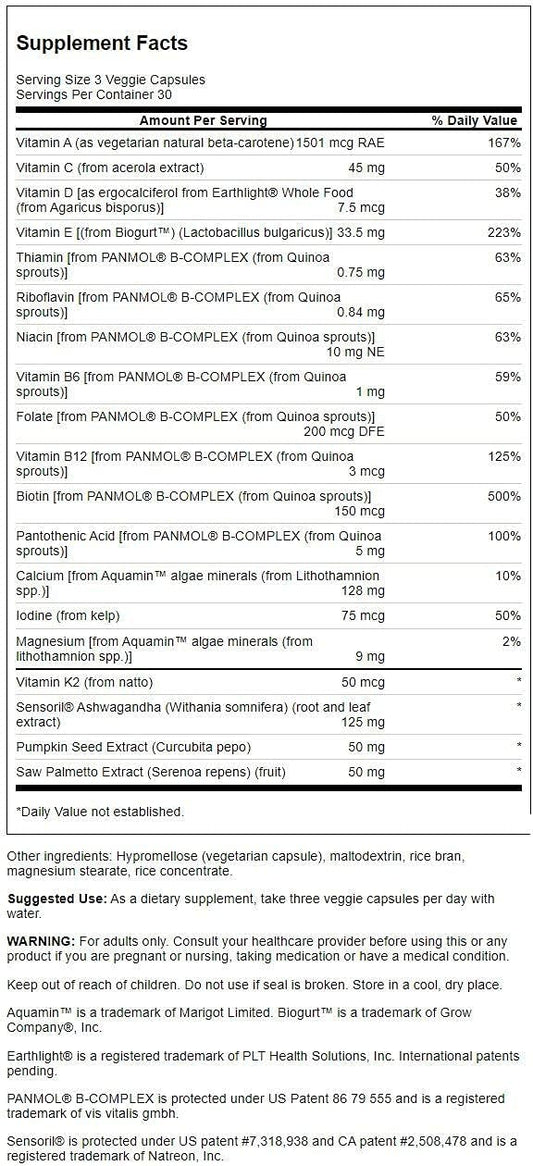Swanson Real Food Multi Men'S Multivitamin Multimineral Men'S Health Prostate Stress Response Bladder Supplement Vegan Gluten-Free Non-Gmo 90 Veggie Capsules Veg Caps (4 Pack)