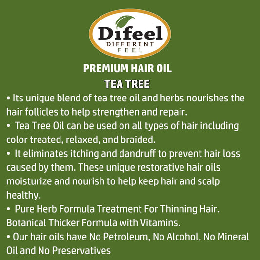 Difeel Premium Natural Hair Oil - Tea Tree Oil For Dry Scalp 2.5 Ounce