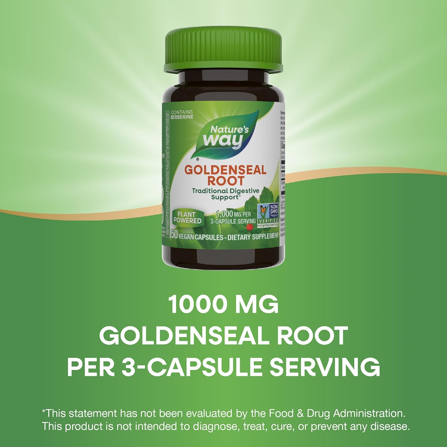 Nature's Way Goldenseal Root, Traditional Digestive Support, Berberine, Non-GMO Project Verified, Vegan, 50 Capsules (Packaging May Vary) : Health & Household