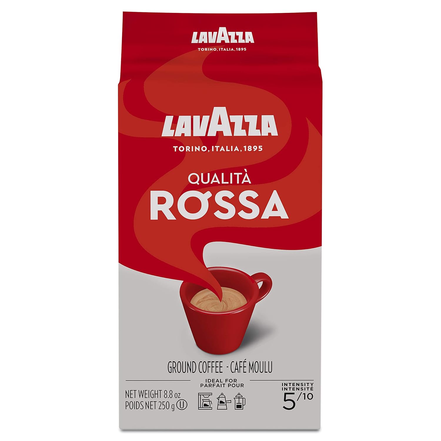 Lavazza Qualita Rossa Ground Coffee Blend, Medium Roast, 8.8-Ounce Bag