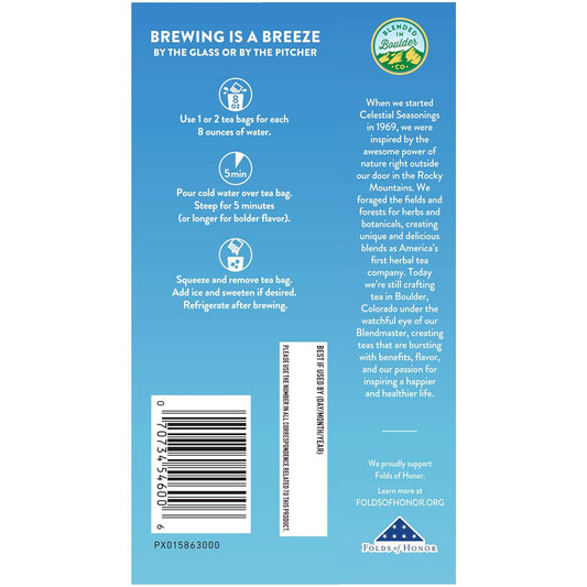 Celestial Seasonings Cold Brew Iced Tea, Citrus Sunrise, Caffeine Free, 18 Tea Bags (Pack Of 6)