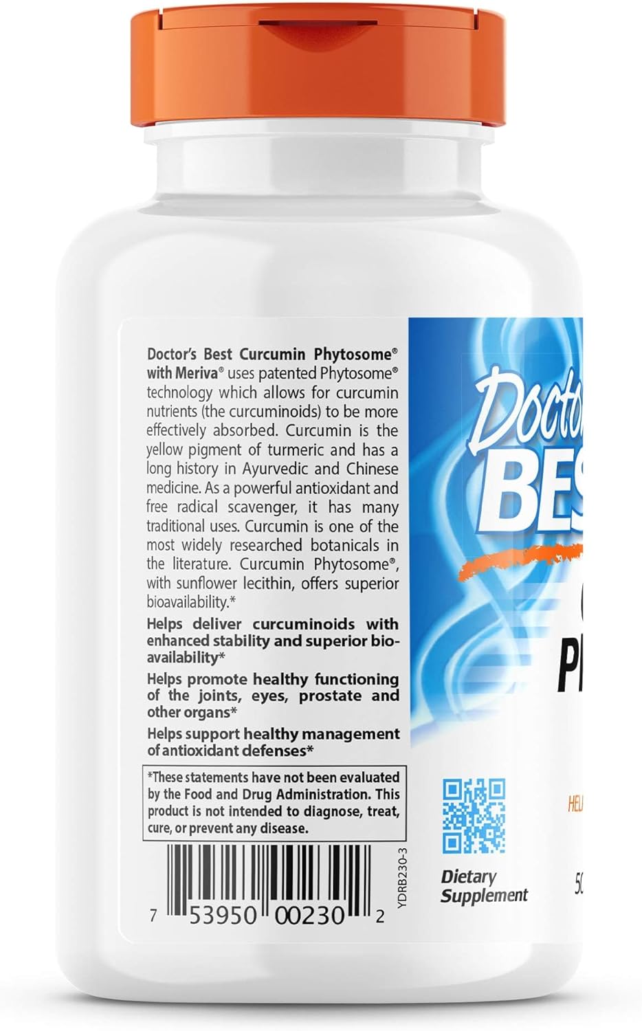 Doctor's Best Curcumin Phytosome with Meriva, Non-GMO, Vegan, Gluten Free, Soy Free, Joint Support, 500 mg 180 Veggie Caps (DRB-00230) (Packing May Vary) : Health & Household