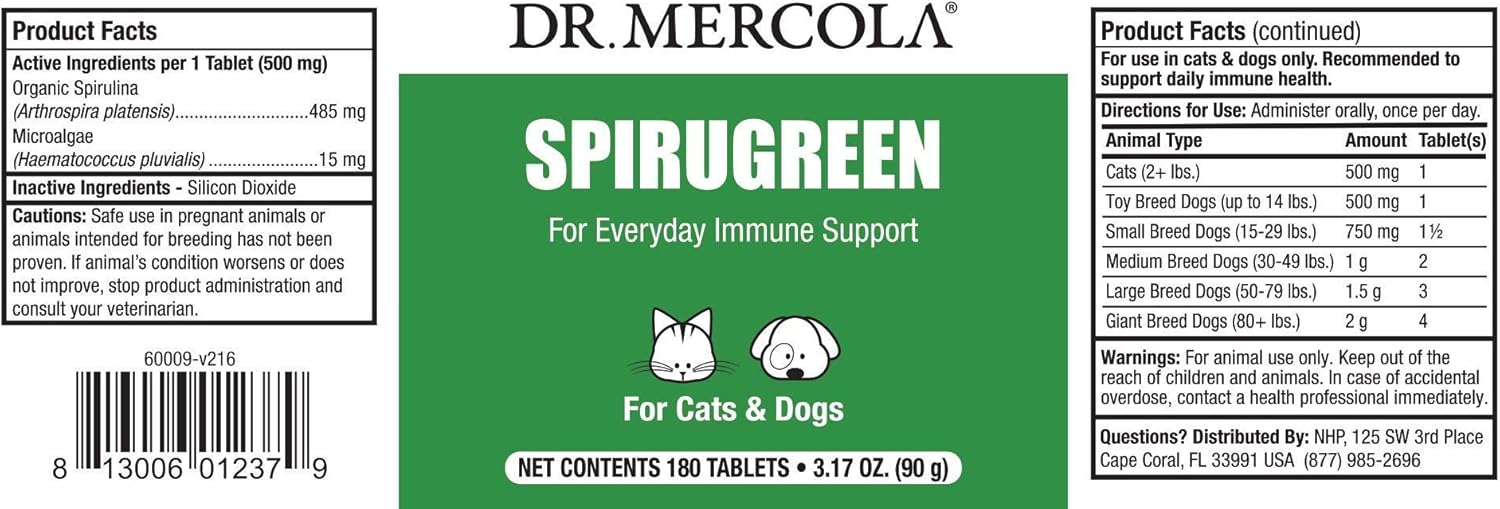 Dr. Mercola Immune Support Kit for Cats & Dogs, Immune Balance, Organic Mushroom Complex, SpiruGreen, Supports Immune and Digestive Health in Pets, non GMO, Gluten Free, Soy Free : Pet Supplies