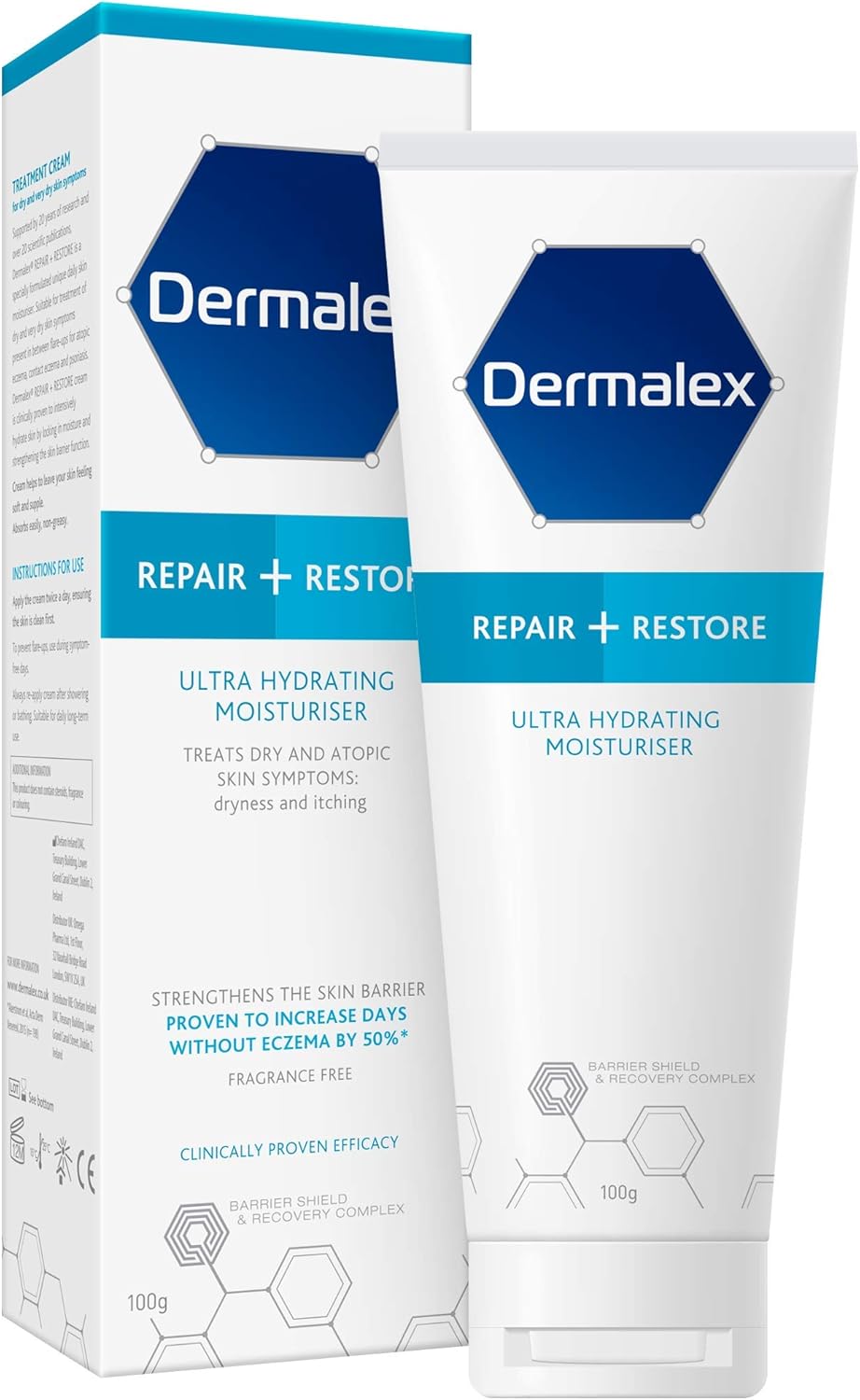 Dermalex Repair + Restore – Ultra Hydrating Moisturiser Cream For Dry Skin – 100 G