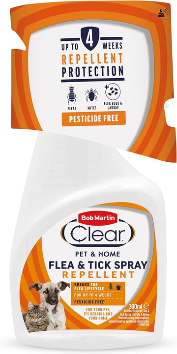 Bob Martin Clear Flea Repellent Spray for the Home, Dogs and Cats - Controls Flea and Tick Infestations in the Household (300ml)?K0245