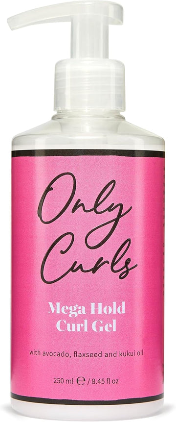 Only Curls Mega Hold Curl Gel, 250Ml, Curly Hair Product, Curl Definer & Frizz-Control, Long Lasting Styling Gel, Strong Hold, Defined, Frizz-Free Curls Without Stickiness, For All Curly Hair Types