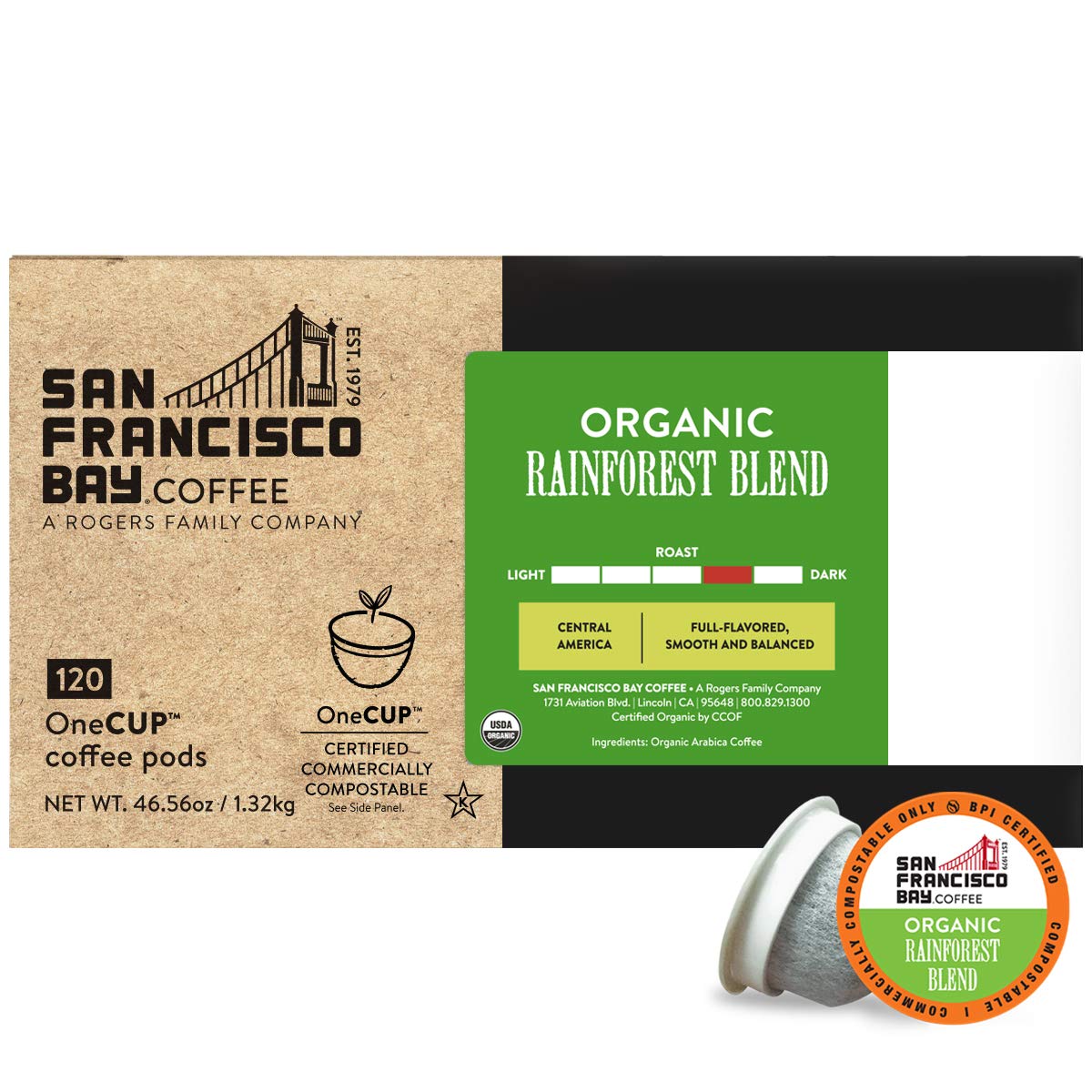 San Francisco Bay Compostable Coffee Pods - Organic Rainforest Blend (120 Ct) K Cup Compatible including Keurig 2.0, Medium Dark Roast : Everything Else