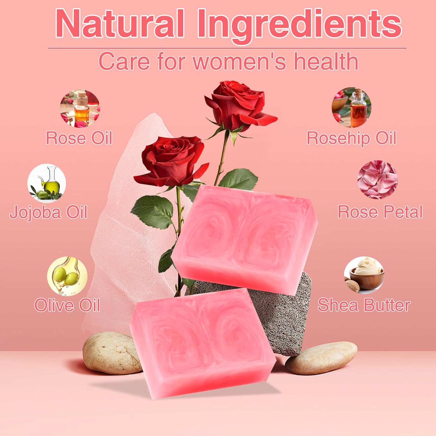 2 PCS Yoni Bar Soap, Yoni Wash Organic Yoni Soap Bar for Women PH Balance Feminine Wash, Rose Body Vaginal Soap Yoni Bar Moisturizing Remove Odor : Health & Household