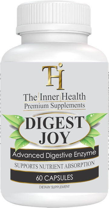 The Inner Health Digest Joy - Advanced Enzyme Blend for Optimal Digestion Support - Amylase, Lipase, Bromelain, Protease,Lactase & Other Enzymes(60 Vegetable Caps)