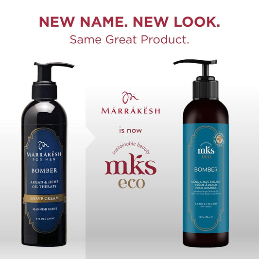 Mks Eco For Men Bomber Shave Cream, Sandalwood Scent - 10 Oz - Softens Beard To Reduce Resistance & Irritation, Moisturizes Skin - With Hemp Seed & Argan Oils - Vegan, Cruelty Free