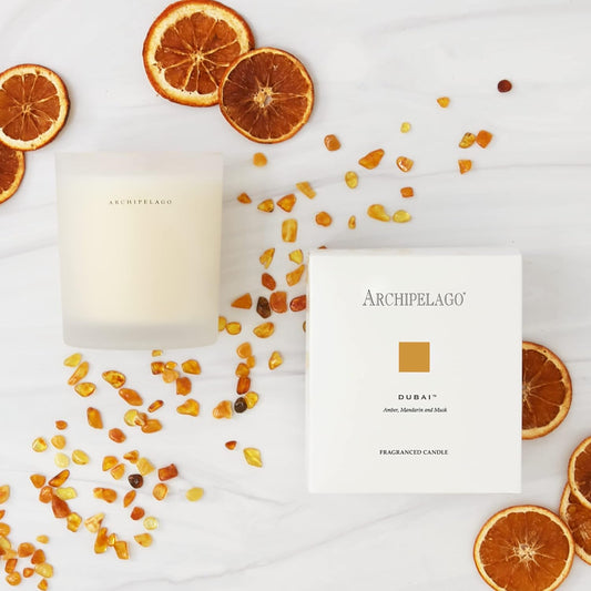 Archipelago Botanicals Dubai Boxed Candle | Amber, Mandarin, and Musk | 100% Coconut Wax | Burns Approx. 60 Hours (10 oz)