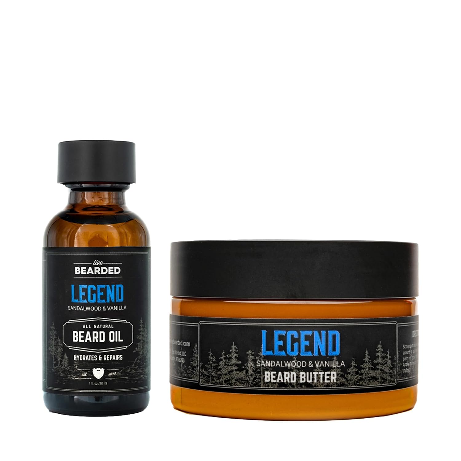 Live Bearded Beard Oil And Butter Grooming Kit - Made In The Usa - All-Natural Ingredients With Shea, Argan, Jojoba - Growth Support | Legend Scent - Sandalwood, Vanilla : Beauty & Personal Care