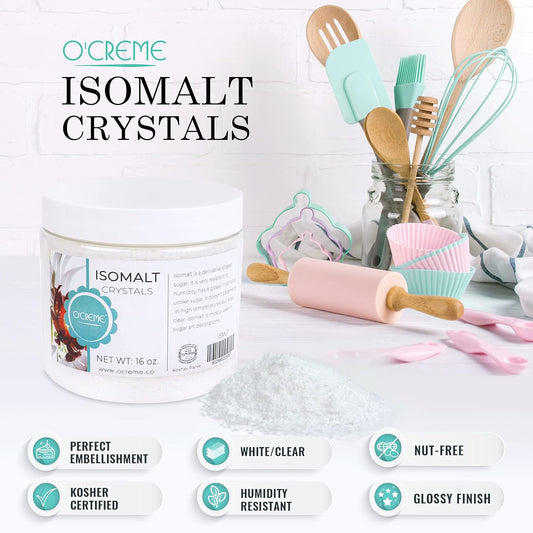 O’Creme Isomalt Crystals - Sugar Substitute For Crafting Decorative Accents, Hard Candy, Fancy Crystals, Confections And Baked Goods (55 Lb)