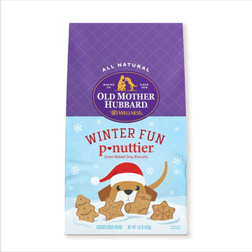 Old Mother Hubbard By Wellness Winter Fun P-Nuttier Natural Dog Treats, Crunchy Oven-Baked Biscuits, Ideal For Training, 16 Ounce Bag
