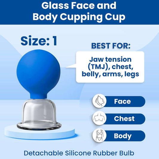 Lure Essentials Glass Face And Body Cupping Cup Size 1 Large Massage Cup For Face, Chest, Cellulite And Lymphatic Drainage