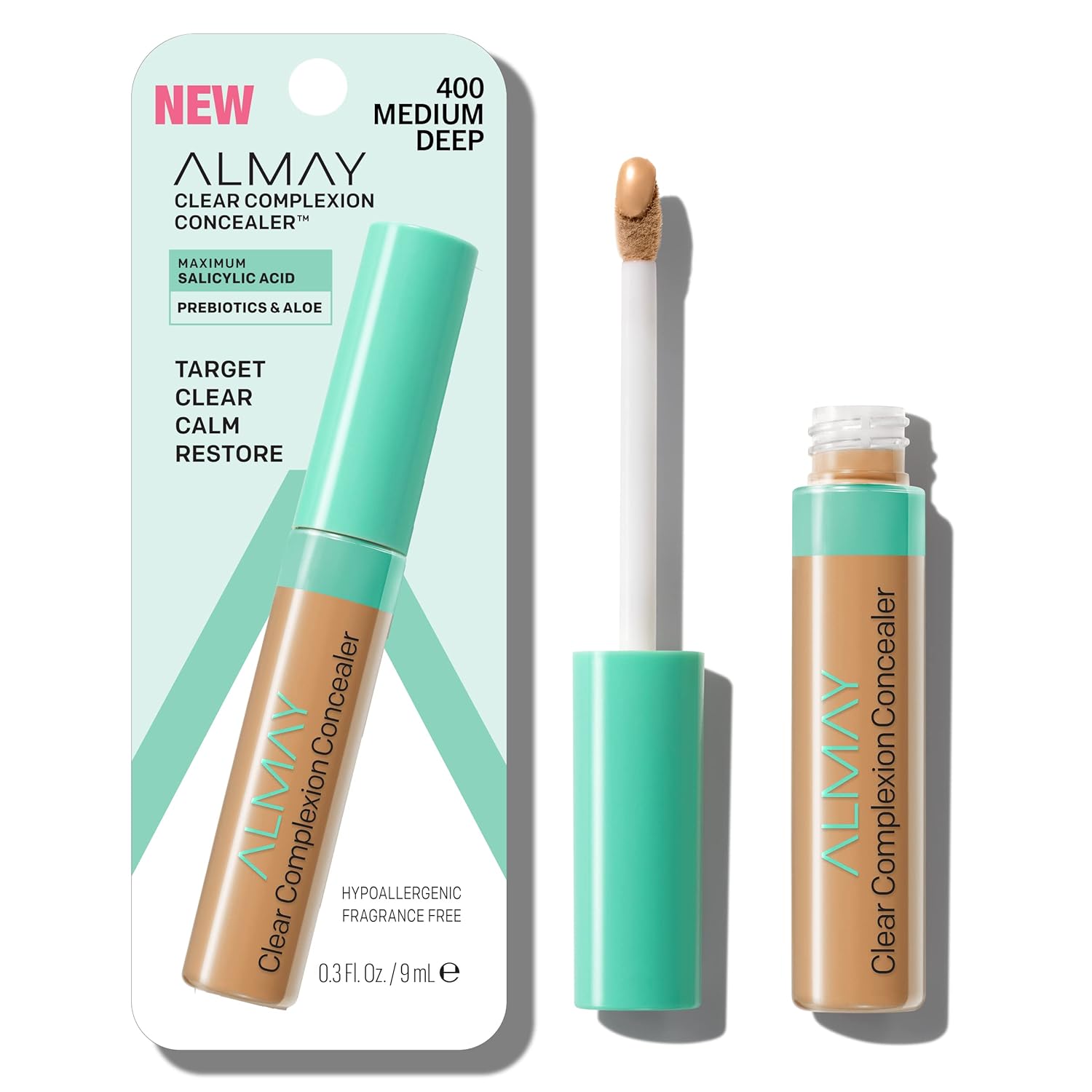 Almay Clear Complexion Acne & Blemish Spot Treatment Concealer Makeup With Salicylic Acid- Lightweight, Full Coverage, Hypoallergenic, Fragrance-Free, For Sensitive Skin, 400 Medium/Deep, 0.3 Fl Oz