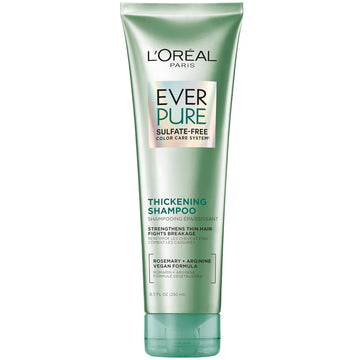 L'Oreal Paris Thickening Sulfate Free Shampoo, Thickens + Strengthens Thin, Fragile Hair, Hair Care With Rosemary Leaf, Everpure, 8.5 Fl Oz (Packaging May Vary)