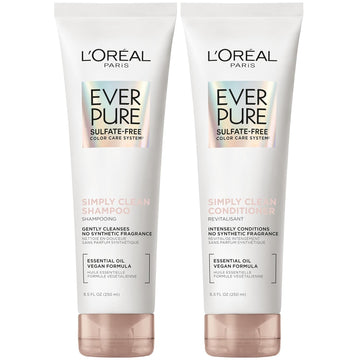 L'Oreal Paris Everpure Sulfate Free Simply Clean Shampoo And Conditioner Set, Hydrating Hair Care With Rosemary Essential Oils, 1 Kit (2 Products)