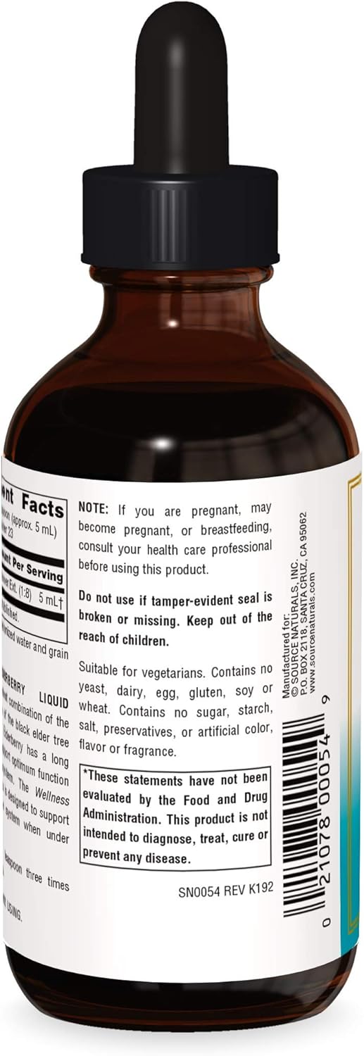Source Naturals Wellness Elderberry Liq Extract For Immune System Support - Sambucus nigra - 4  
