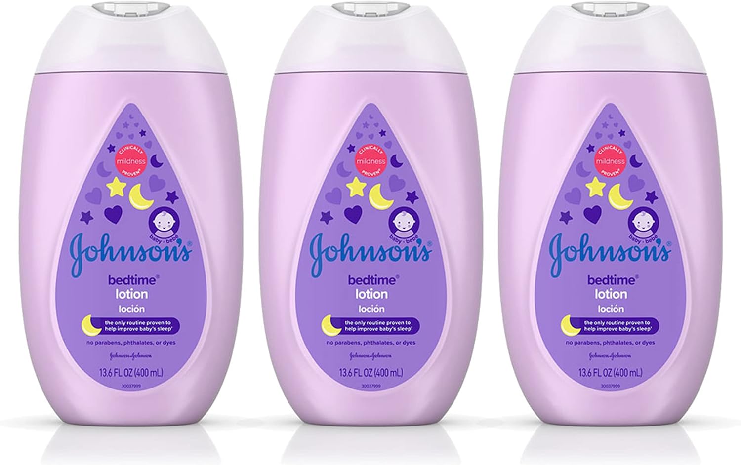 Johnson's Moisturizing Bedtime Baby Lotion with Coconut Oil & NaturalCalm Aromas to Help Relax Baby, Hypoallergenic & Free of Parabens, Phthalates & Dyes, Mild Baby Skin Care, 13.6 fl. oz