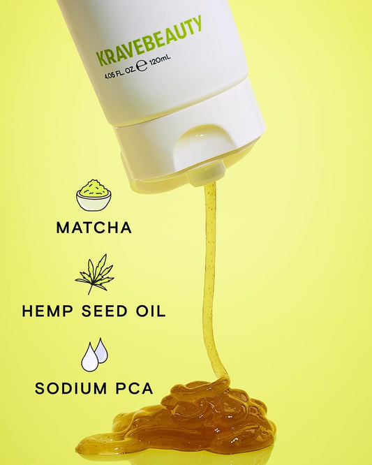 Kravebeauty Matcha Hemp Hydrating Cleanser - Daily Gentle Non-Stripping Face Wash Enriched With Matcha And Hemp Seed Oil, For All Skin Types, Vegan And Cruelty Free, 4.05 Fl Oz