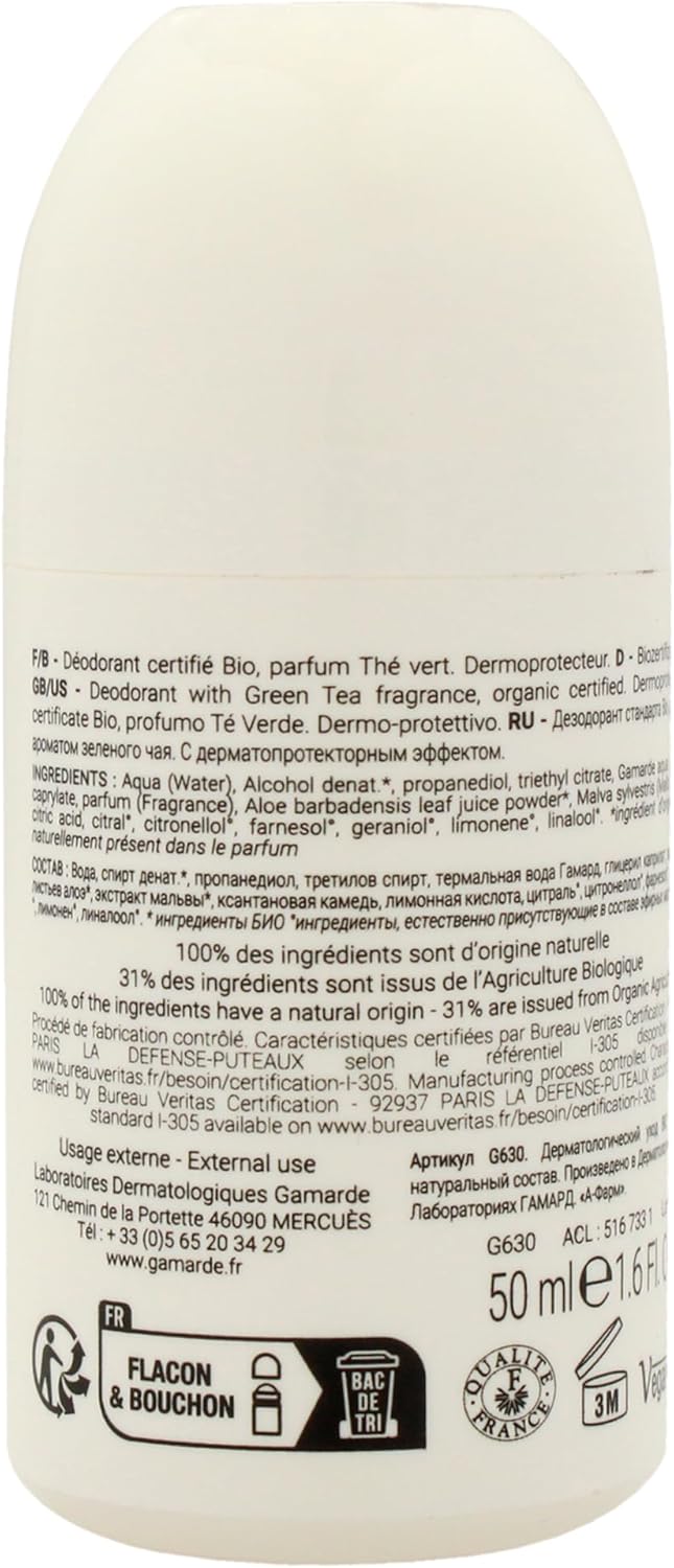 Gamarde Organic Roll-On Deodorant Fresh Green Tea 50Ml