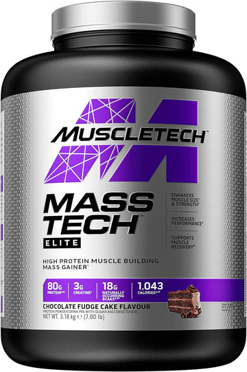 Mass Gainer Protein Powder | Muscletech Mass-Tech Elite Mass Gainer | Whey Protein Powder + Muscle Builder | Weight Gainer | Protein Powder For Muscle Gain | Creatine Supplements | Chocolate, 7 Lbs