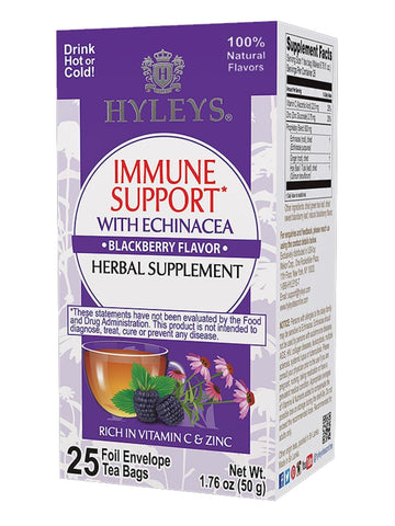 Hyleys Immunity Tea With Echinacea Blackberry Flavor - 25 Tea Bags (1 Pack) - Support Your Immune System