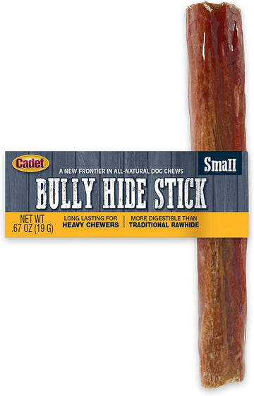 Cadet Bully Hide Sticks For Small Dogs – All-Natural Beef Pizzle, High Protein, Low Fat, Long-Lasting, Grain & Rawhide-Free Dog Chews For Aggressive Chewers, Small (1 Count)