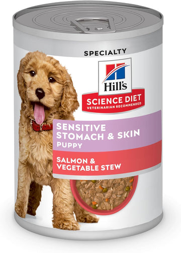 Hill'S Science Diet Sensitive Stomach & Skin, Puppy, Stomach & Skin Sensitivity Support, Wet Dog Food, Pollock & Insect Meal Stew, 12.5 Oz Can, Case Of 12