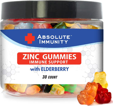 Absolute Immunity-Elderberry Gummy Bears to Maximize Your Potential with ZINC infussed Gummies, Delicious & Potent Combo for Robust Health,The Ultimate Immune Support Gummies for Adults & Kids 30ct