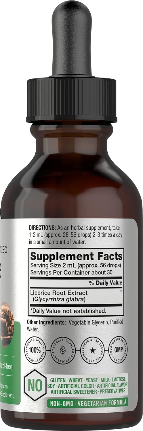 Licorice Root Extract | 2 fl oz | Alcohol Free Tincture | Vegetarian, Non-GMO, Gluten Free Liquid | by Horbaach