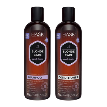 Hask Blonde Care 1 Shampoo + 1 Conditioner Set For Blonde Hair, Vegan, Color Safe, Gluten-Free, Sulfate-Free