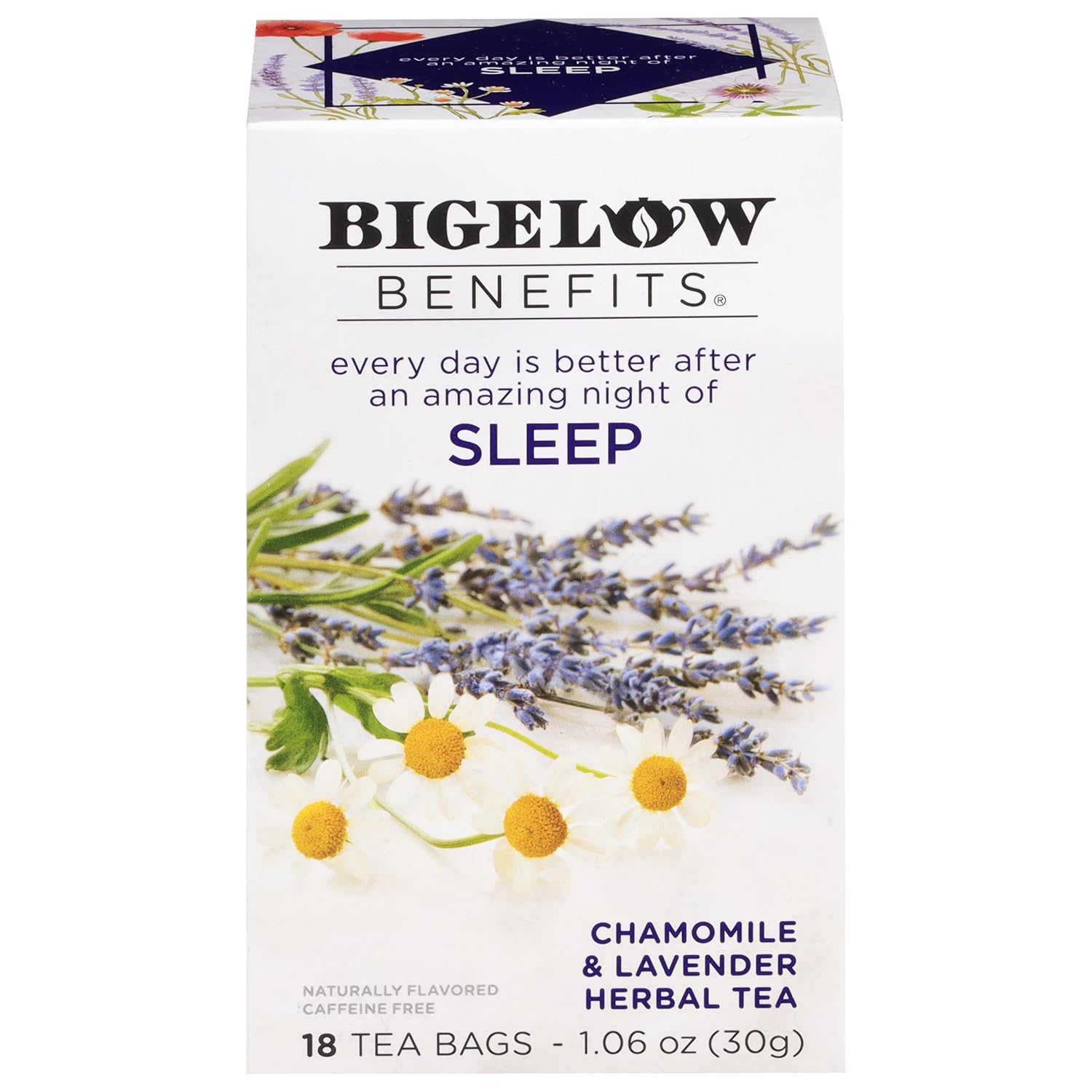 Bigelow Tea Benefits Sleep Chamomile & Lavender Herbal Tea, 18 Ct