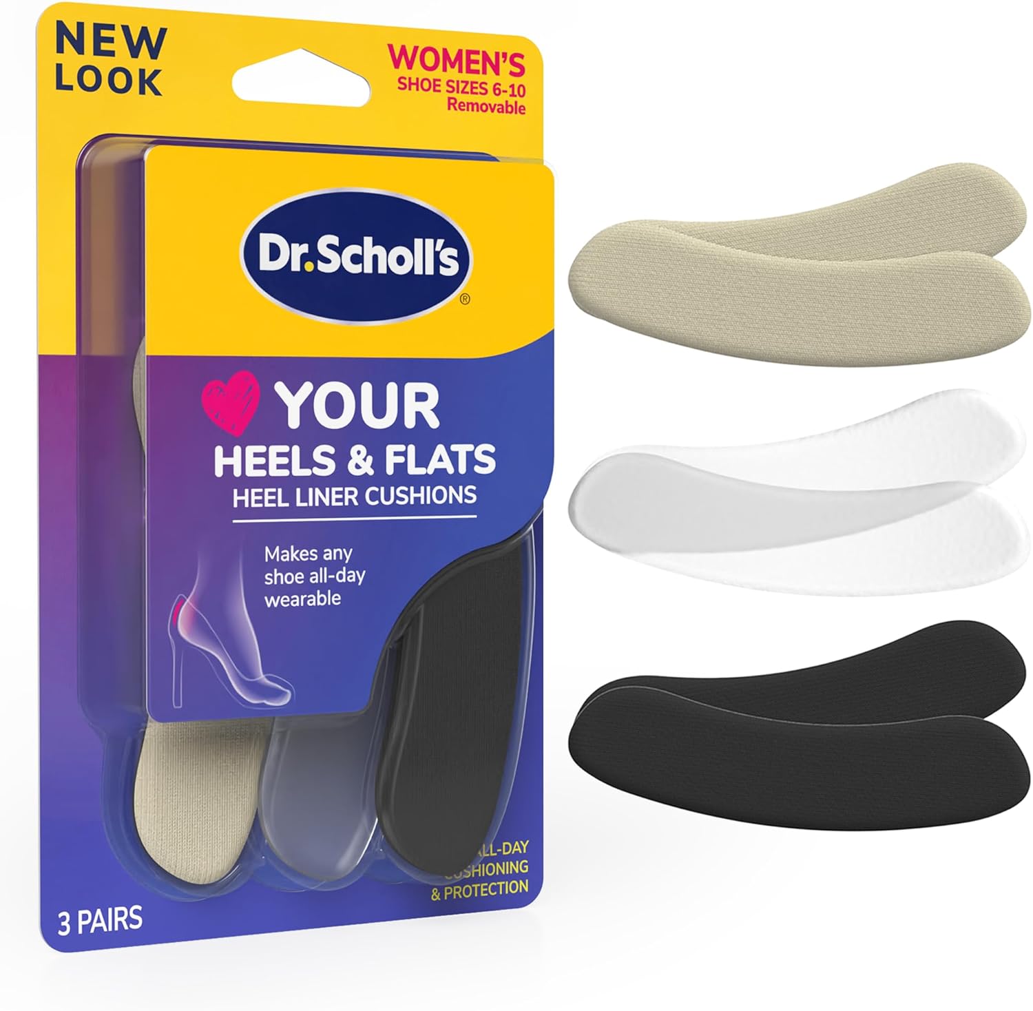 Dr. Scholl'S® Love Your Heels & Flats Heel Liner Cushions, Helps Prevent Uncomfortable Shoe Rubbing At The Heel And Helps Prevent Shoe Slipping For Shoes That Are Too Big, 3 Pair