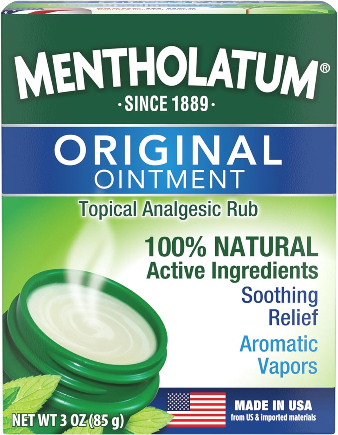 Mentholatum Original Chest Rub Ointment , White, 3 Ounce (Pack of 1) (0483)