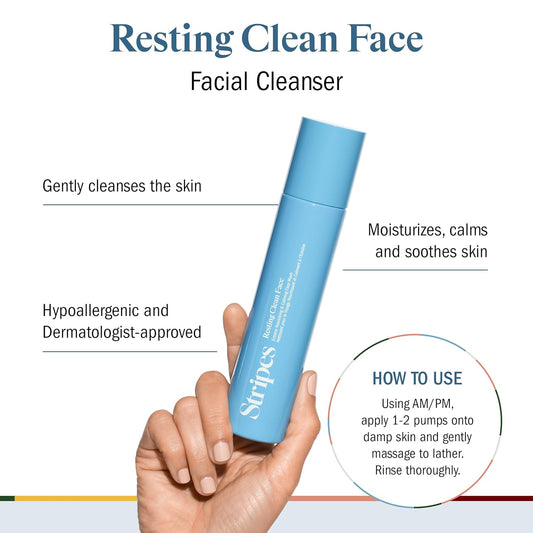 Stripes Beauty Naomi Watts Resting Clean Face Hydrating Cleanser Calm Refreshed Skin Squalane Ceramides Suitable Sensitive Skin Menopause Support 3.7 Fl Oz