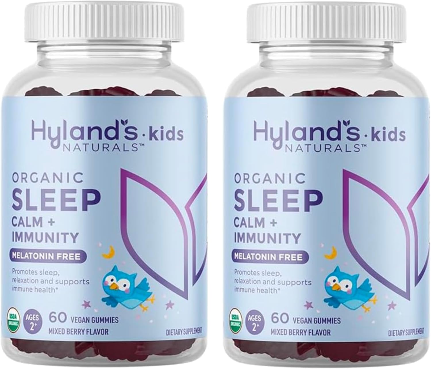 Hyland's Kids - Melatonin Free Organic Sleep Aid Gummies with Calm & Immune Support - with Chamomile, Elderberry & Passion Flower, Helps with Sleeplessness & Restlessness, 60 Vegan Gummies : Health & Household