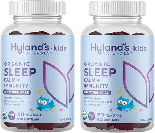 Hyland's Kids - Melatonin Free Organic Sleep Aid Gummies with Calm & Immune Support - with Chamomile, Elderberry & Passion Flower, Helps with Sleeplessness & Restlessness, 60 Vegan Gummies : Health & Household