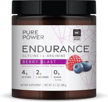 Dr. Mercola Pure Power Endurance Powder, Berry Blast Flavor, 9.1 Oz (258 G), 30 Servings, 4 G Of Glycine, 2 G Of L-Arginine, 0 G Of Sugar, Non-Gmo