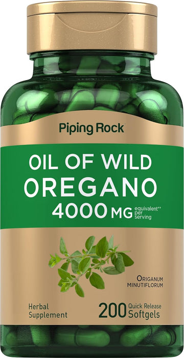 Piping Rock Oil of Oregano 4000mg | 200 Softgel Capsules | Herbal Supplement | Non-GMO, Gluten Free Pills