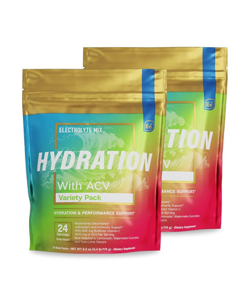 Essential Elements Hydration Packets - Electrolytes Powder Packets Sugar Free - 48 Stick Packs Of Electrolytes Powder No Sugar - Electrolyte Water Drink Mix With Acv & Vitamin C - Variety Pack