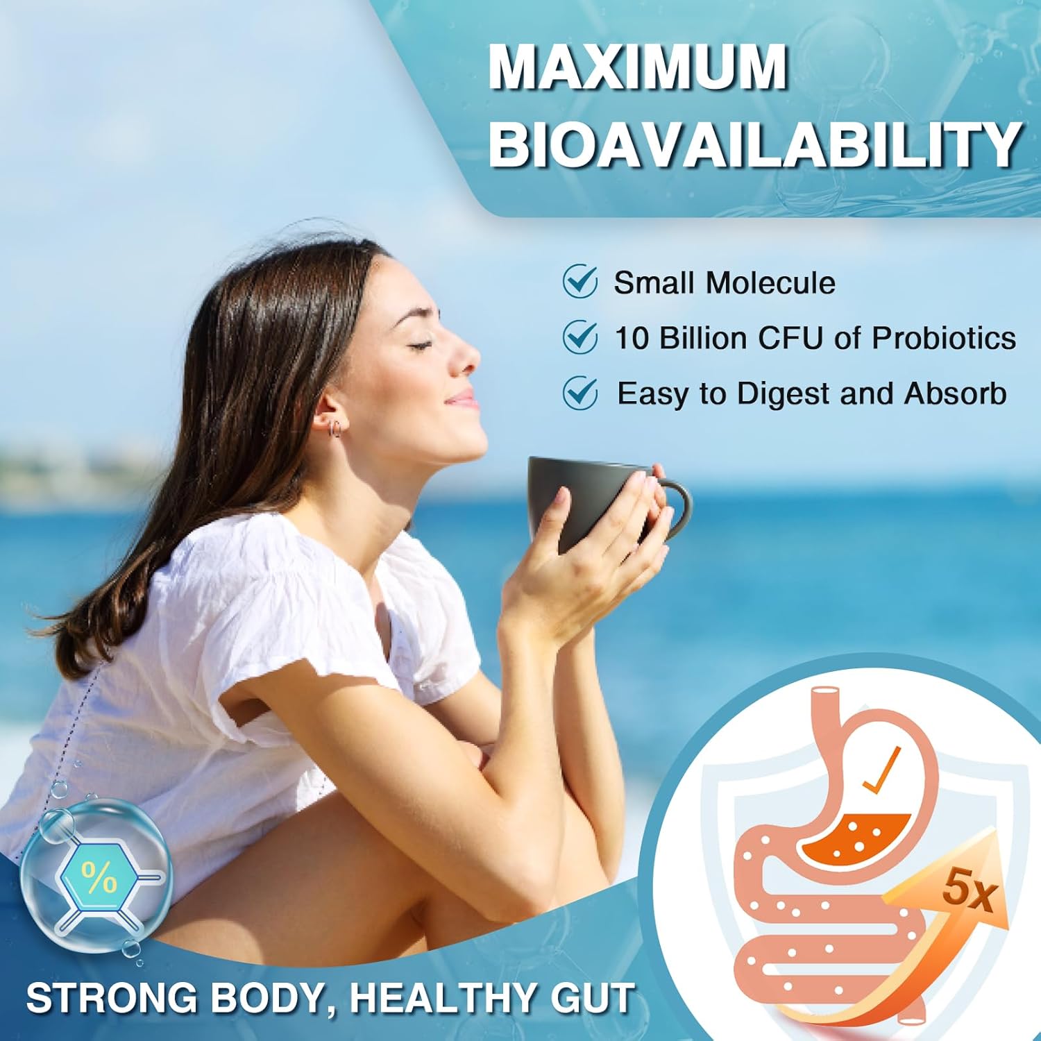 Marine Collagen Peptides Powder - Type I & III Hydrolyzed Collagen with Probiotics, Vitamin C & Hyaluronic Acid for Skin, Hair, Nails & Joint, Wild-Caught Fish & Grass-Fed Bovine, 35 Servings : Health & Household