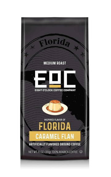 Eight O'Clock Coffee Flavors Of America Florida Caramel Flan, 11 Ounce Ground Artificially Flavored Coffee