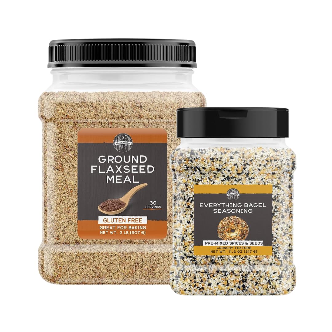 Birch & Meadow Ground Flaxseed Meal And Everything Bagel Seasoning Bundle, Various Sizes, Nutty Flavors, Add-Ins