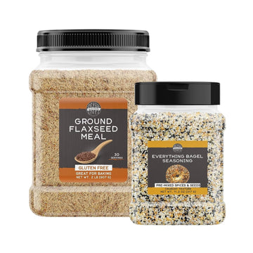 Birch & Meadow Ground Flaxseed Meal And Everything Bagel Seasoning Bundle, Various Sizes, Nutty Flavors, Add-Ins
