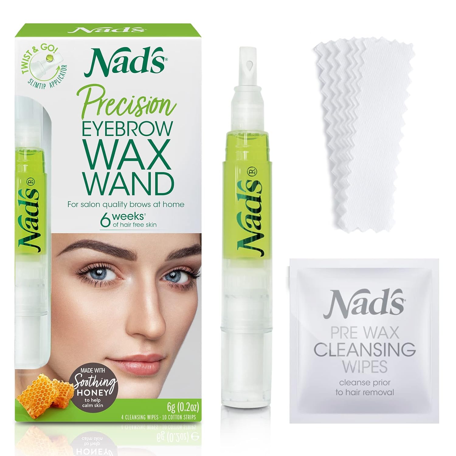 Nad'S Eyebrow Shaper Wax Kit Eyebrow Facial Hair Removal Delicate Areas Cotton Strips, Cleansing Wipes, 0.2 Ounce (Pack Of 1)