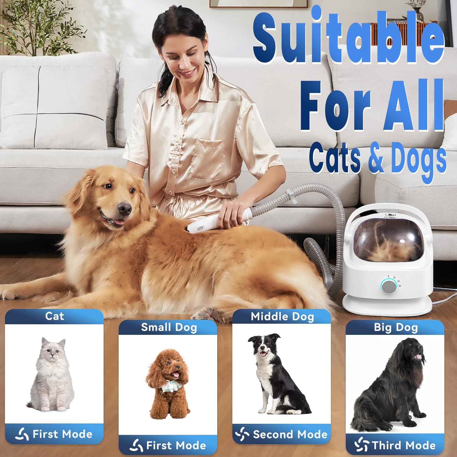 Ceenwes Astronaut 1 Dog Grooming Vacuum - 3L Large Capacity, Low Noise, Pet Clipper For Dogs & Cats : Pet Supplies