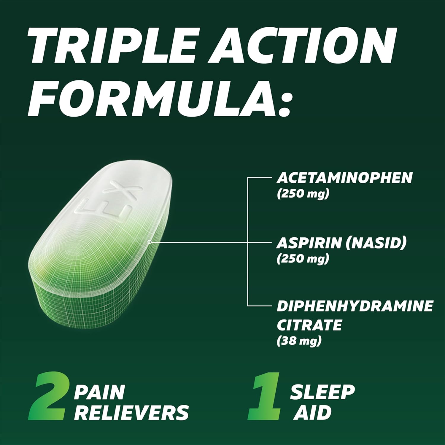 Excedrin PM Sleep Aid with Headache Relief Caplets for Nighttime Headaches and Sleeplessness - 100 Count : Health & Household